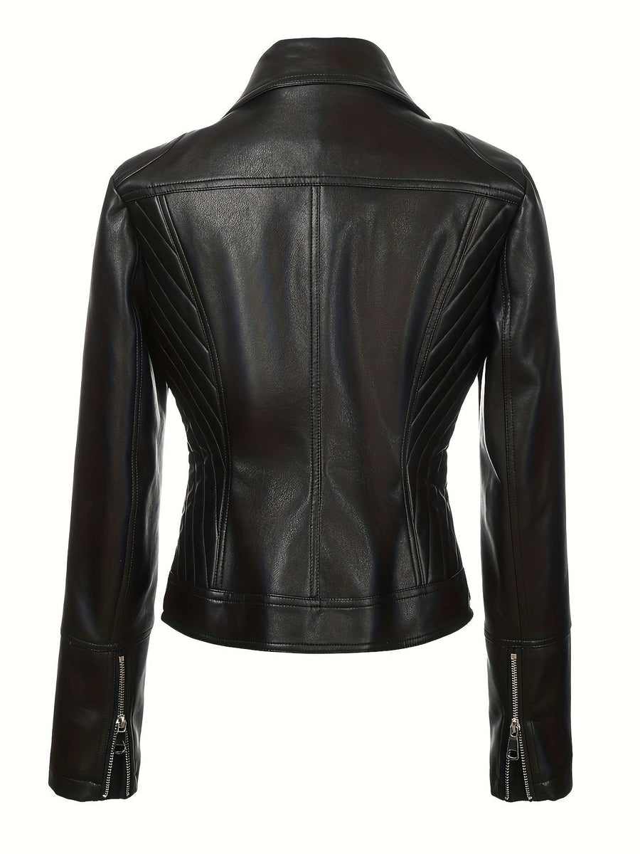 Mabel | Women's Moto Jacket – Sculpted Zip Front Tailored Biker Jacket view 3