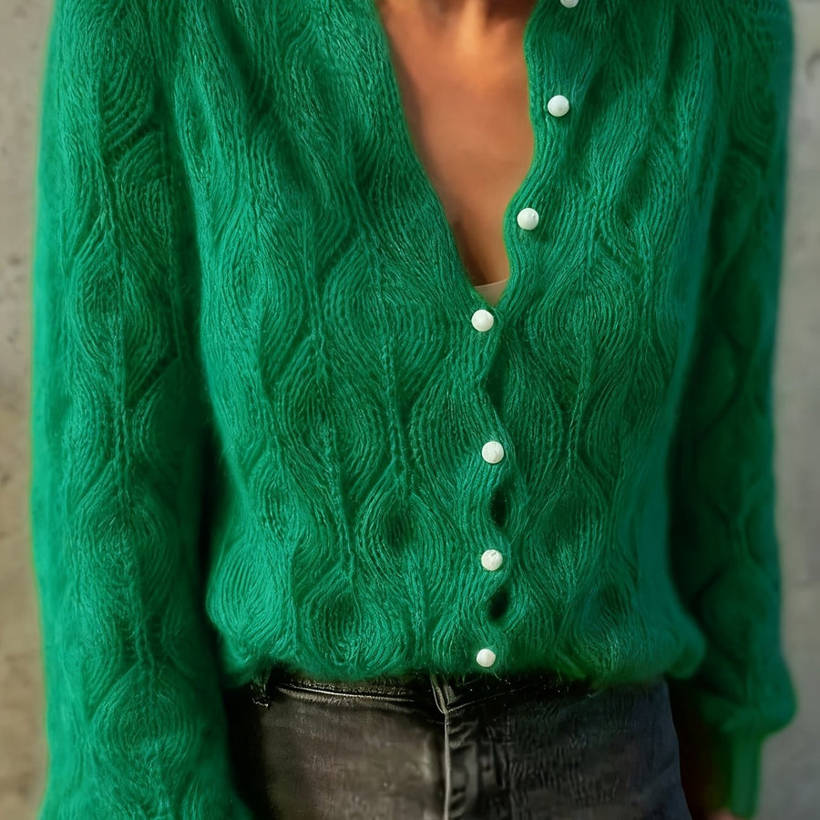 Goldie | Women's Winter Cardigan – Mink-Soft Pearl Button view 14