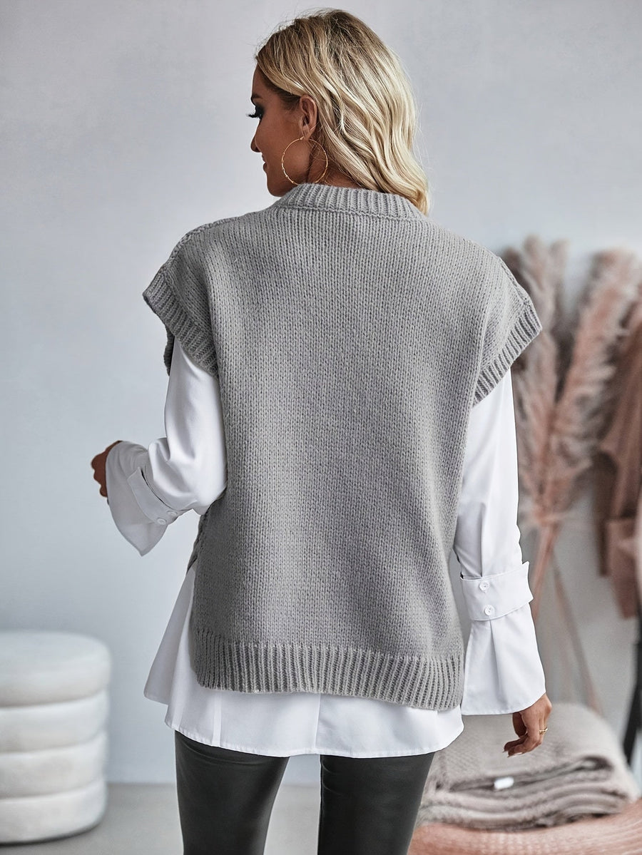 Bridget | Women's Cable Knit Sweater Vest – Cozy V Neck Knit Vest view 6