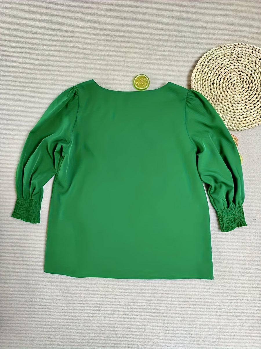 Ellen | Women's Puff Sleeve Blouse – Elegant Long Sleeve Dressy Top view 13