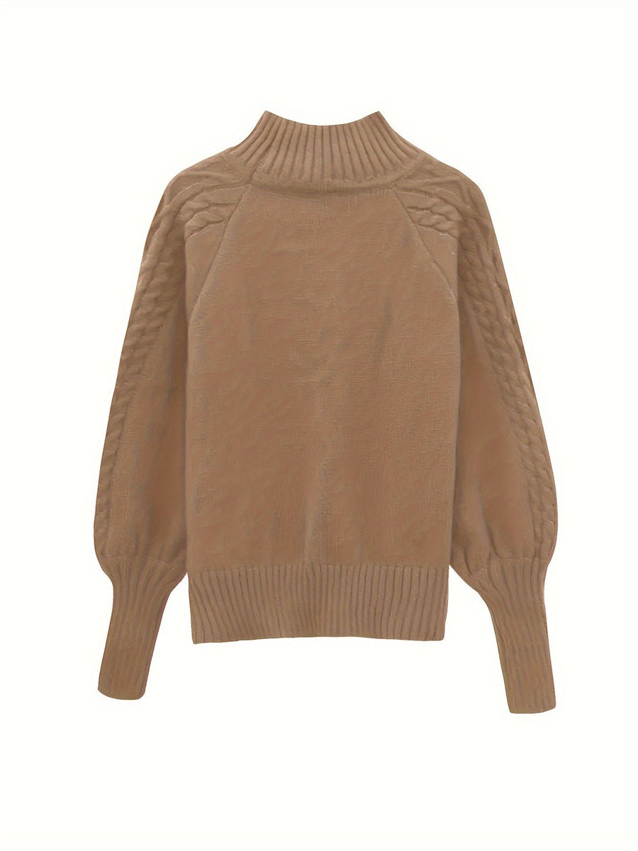 Eloise | Women's Mock Neck Sweater – Textured Knit Half Zip Collar Pullover view 20