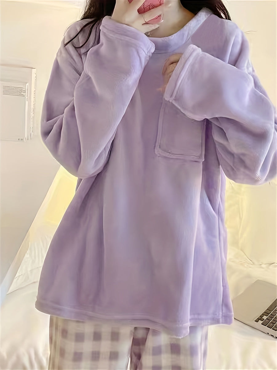 Marcella | Women's Plush Pajama Set – Cozy Two Piece Lounge Set view 10