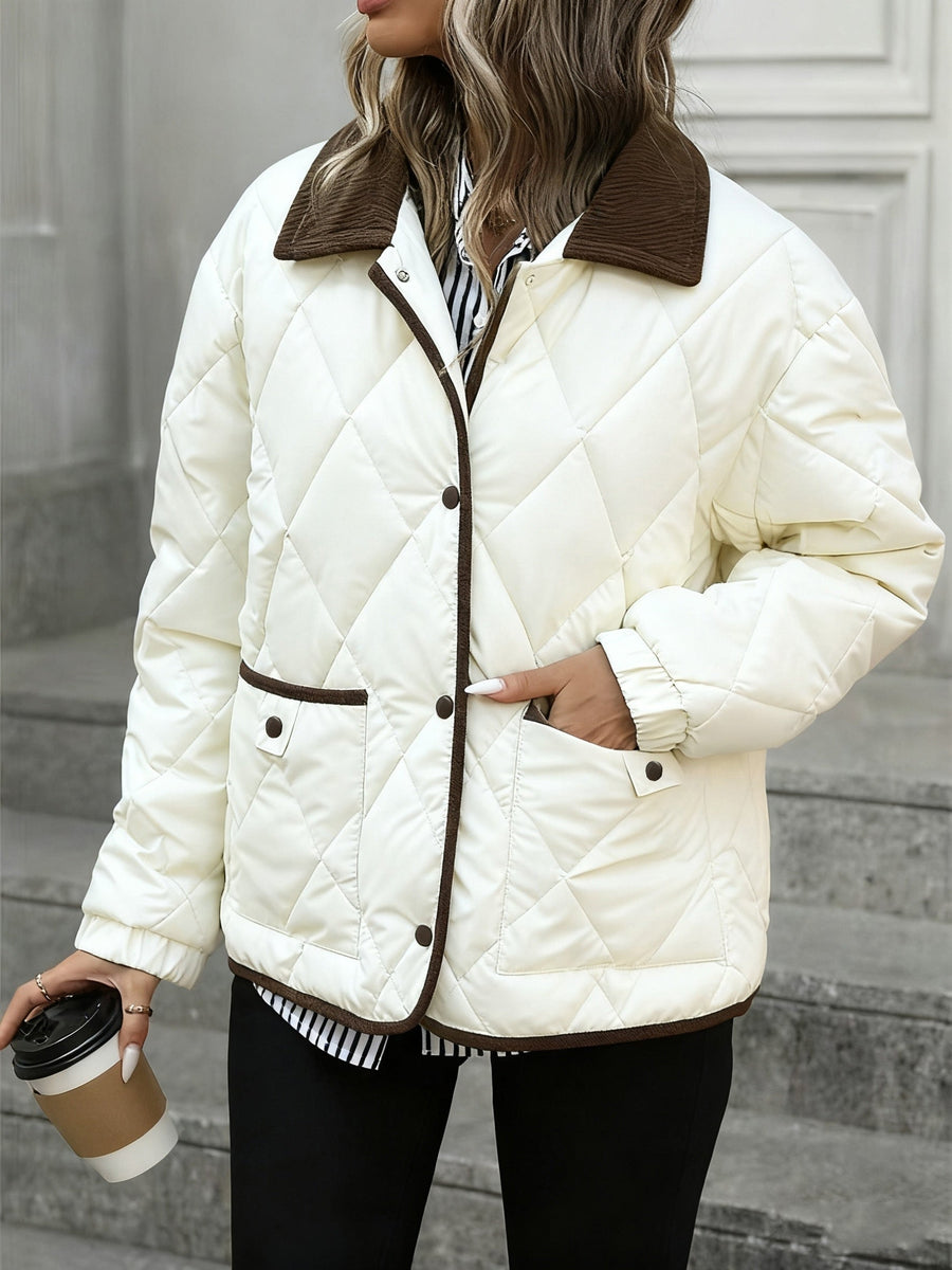 Imogen | Women's Quilted Jacket – Diamond Quilted Padded Winter Coat view 7