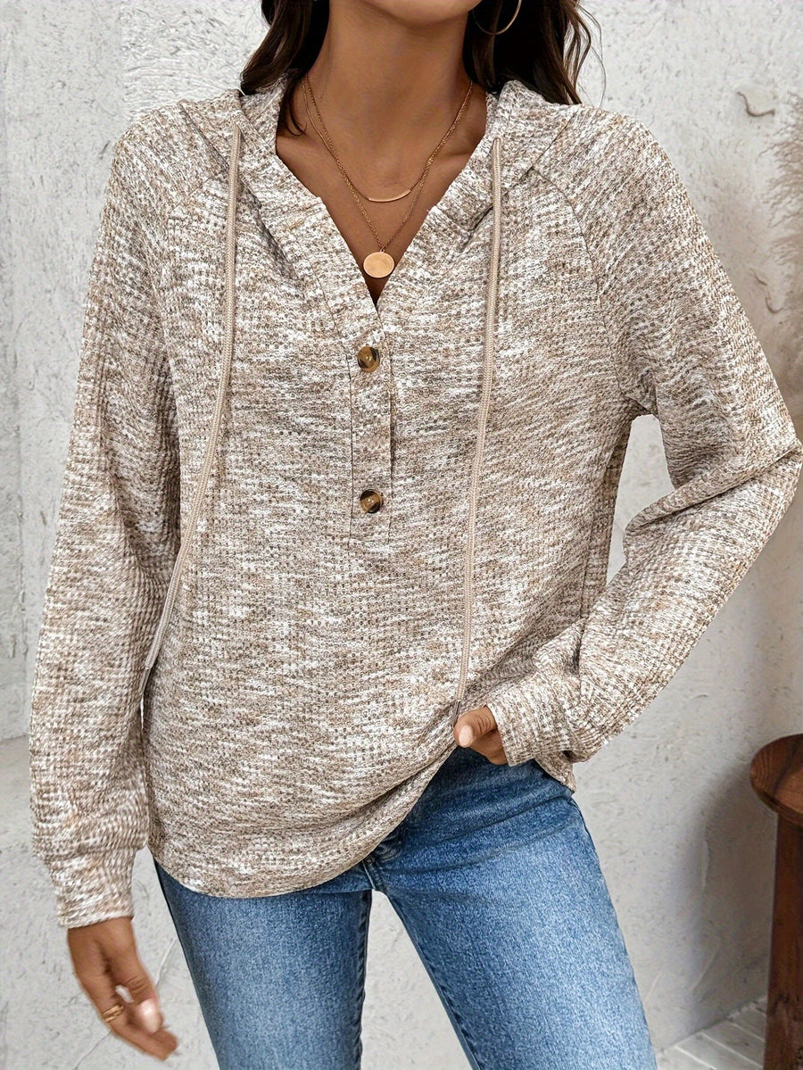 Verity | Women's Hooded Sweatshirt – Button-Up Relaxed Hoodie view 4