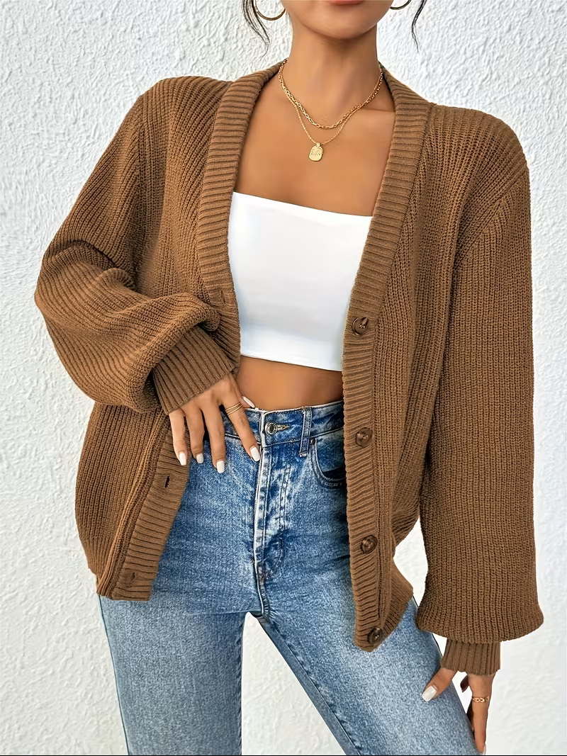 Maribel | Women's Oversized Cardigan – Relaxed Button-Front Chunky Knit view 3