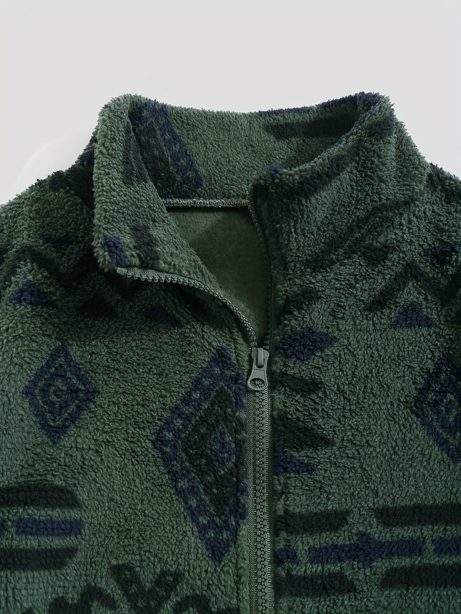 Carmen | Women's Plush Zip Up Jacket – Patterned Cozy Winter Jacket view 10