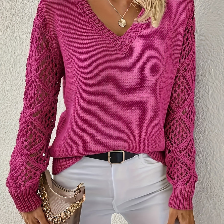 Adelheid | Crochet Sleeve V-Neck Sweater view 14