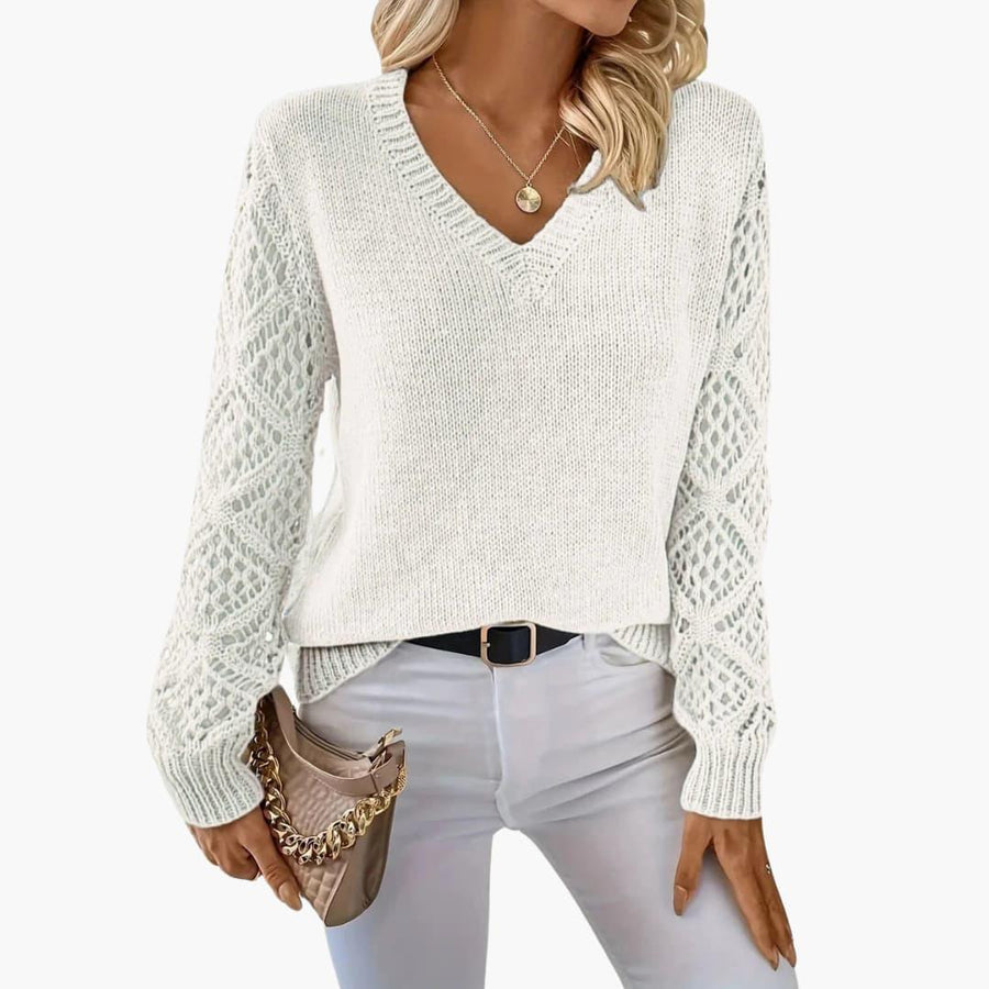 Zinnia | Jumper with Crochet Sleeve Details and Relaxed Fit view 6