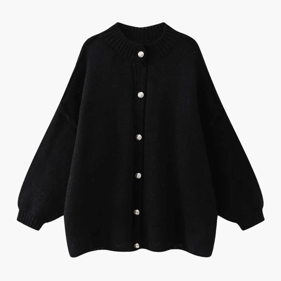 Celeste | Oversized Knit Cardigan with Button-Up Front and Ribbed Cuffs view 6