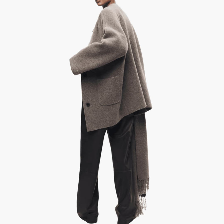 Viola | Button-Up Cardigan with Matching Scarf and Long Sleeves view 9