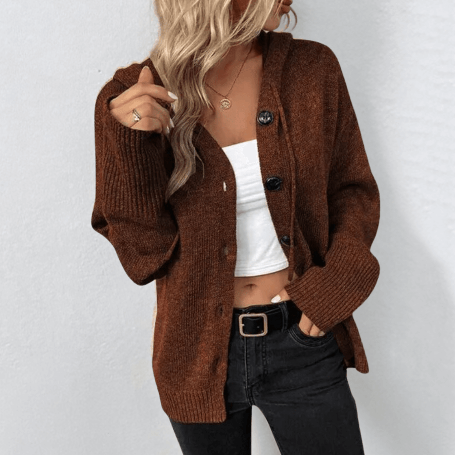 Darcy | Women's Winter Cardigan – Cosy Hooded Button-Front view 4