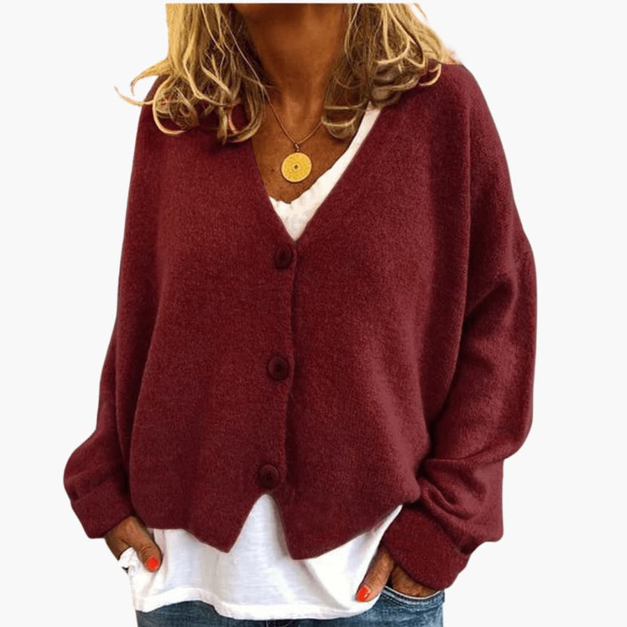 Brooke | Knitted Button Cardigan with V-Neckline and Long Sleeves view 12