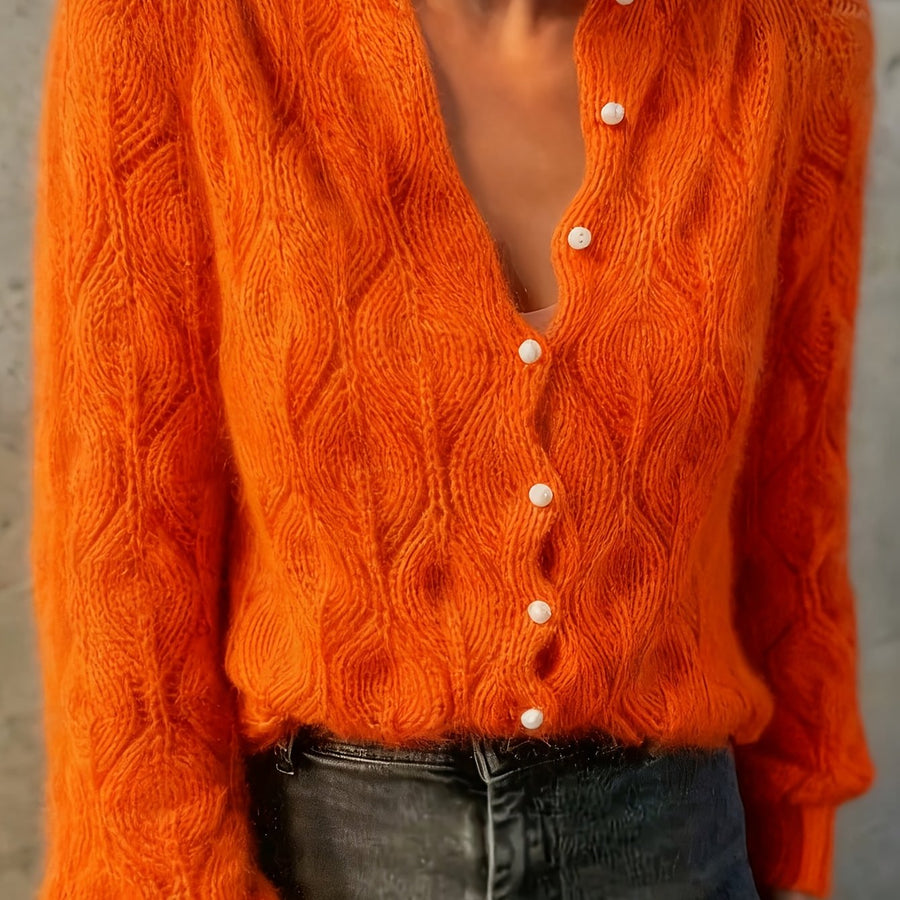 Goldie | Women's Winter Cardigan – Mink-Soft Pearl Button view 12