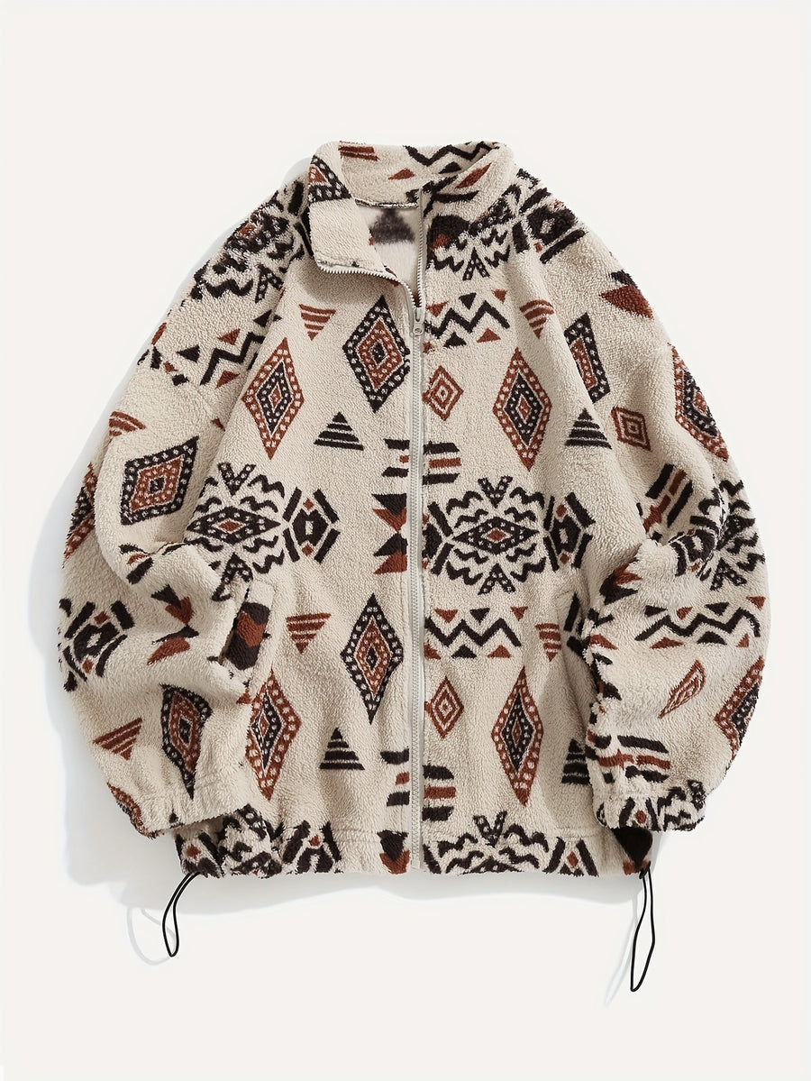 Carmen | Women's Plush Zip Up Jacket – Patterned Cozy Winter Jacket view 2