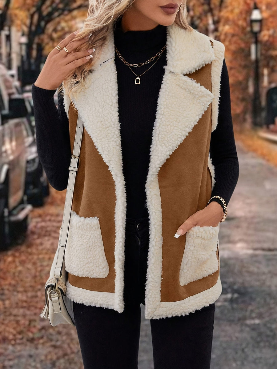 Sylvie | Women's Warm Vest – Lapel Collar Cozy Winter Vest view 6