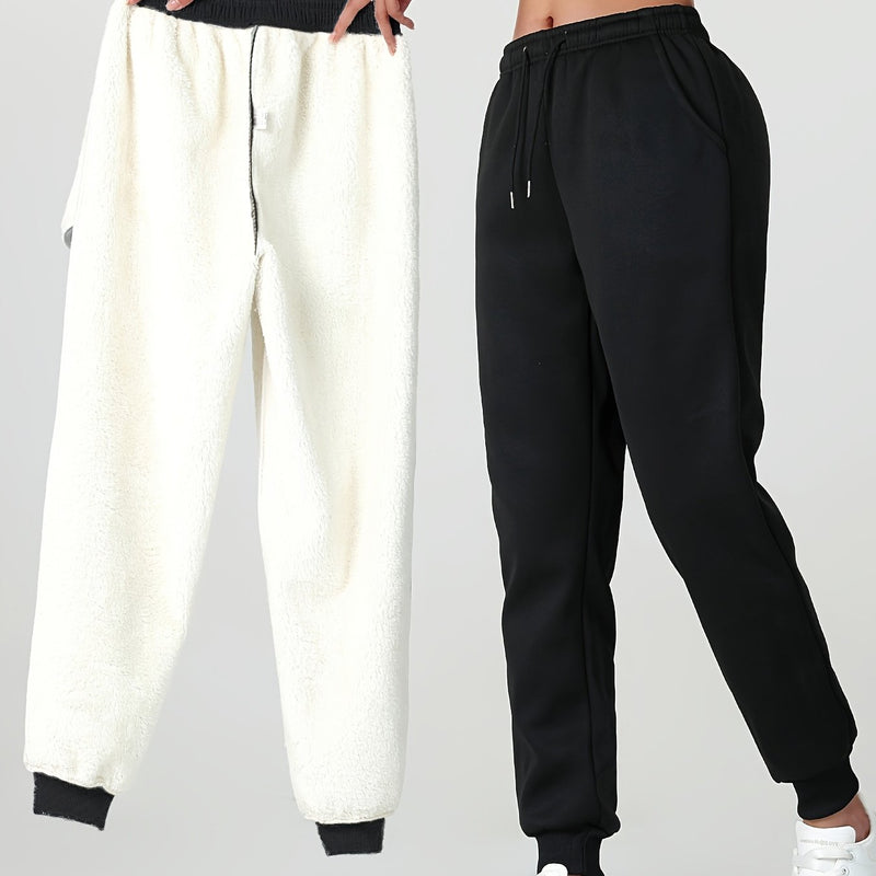 Fiona | Women's Lined Joggers – Cuffed Warm Winter Sweatpants
