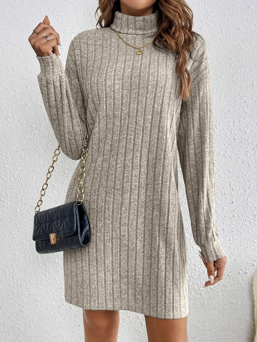 Florence | Women's Turtleneck Sweater Dress – Ribbed Knit Bodycon Midi Dress view 5