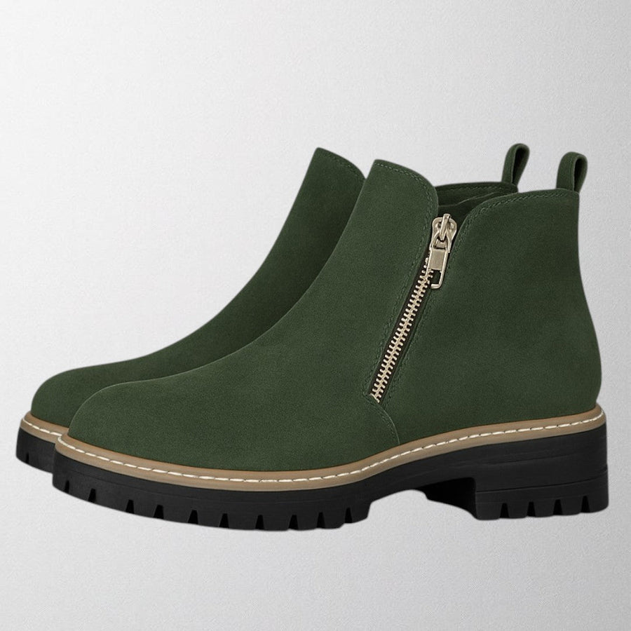 Griet | Side Zipper Closure Rounded Toe Boots view 6