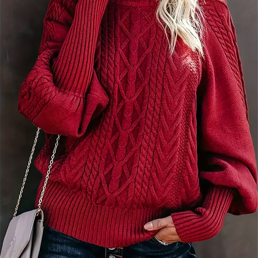 Wren | Women's Cable Knit Sweater – Cozy Textured Winter Pullover view 10