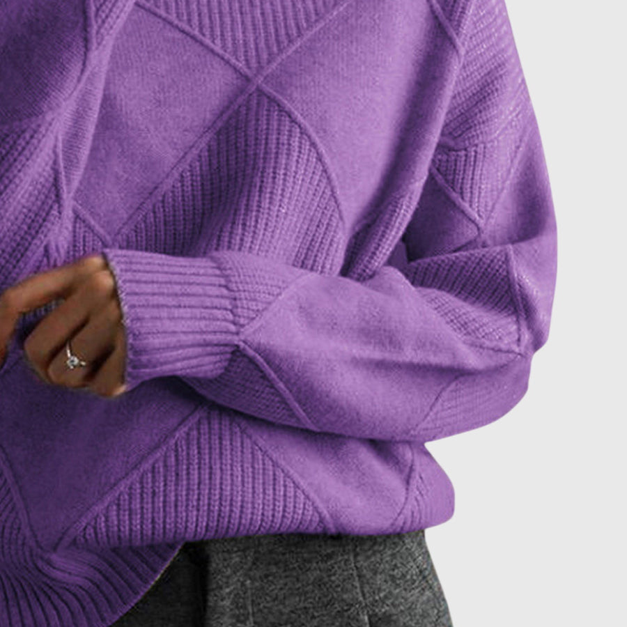 Wrenna | Roll Neck Sweater with Diagonal Seam Detail view 6