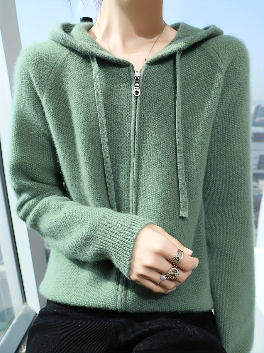 Belle | Women's Winter Cardigan – Hooded Zip-Up Cosy Layering view 4