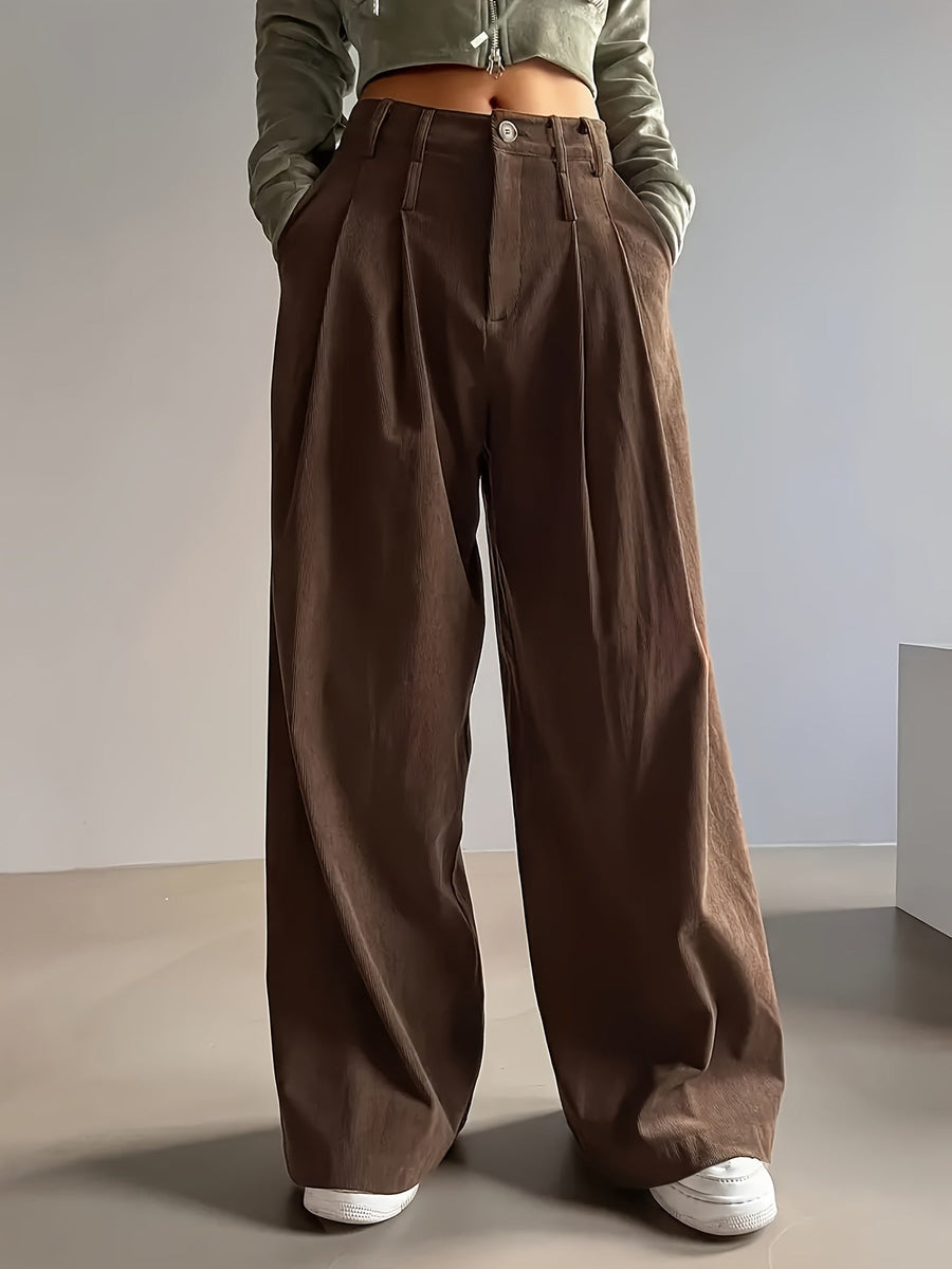 Celine | Women's Pleated Wide Leg Trousers – High Waisted Dress Pants view 7