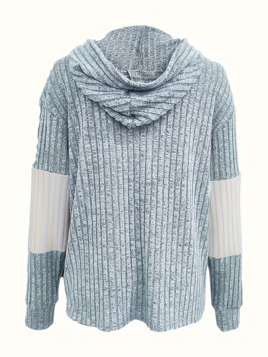 Shannon | Women's Zip Up Hoodie – Color Block Ribbed Cozy Sweatshirt view 13