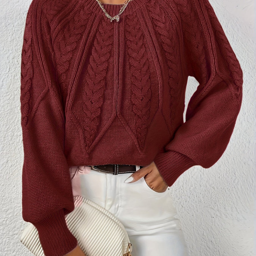Eleanor | Women's Oversized Cable Knit Sweater – Relaxed Chunky Winter Pullover view 42