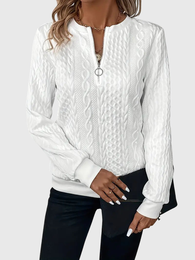 Casimira | Cable Knit Quarter-Zip Sweater view 4