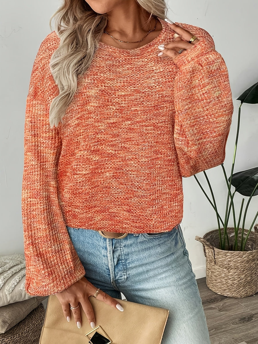 Katrina | Women's Waffle Knit Sweater – Relaxed Cozy Pullover view 4