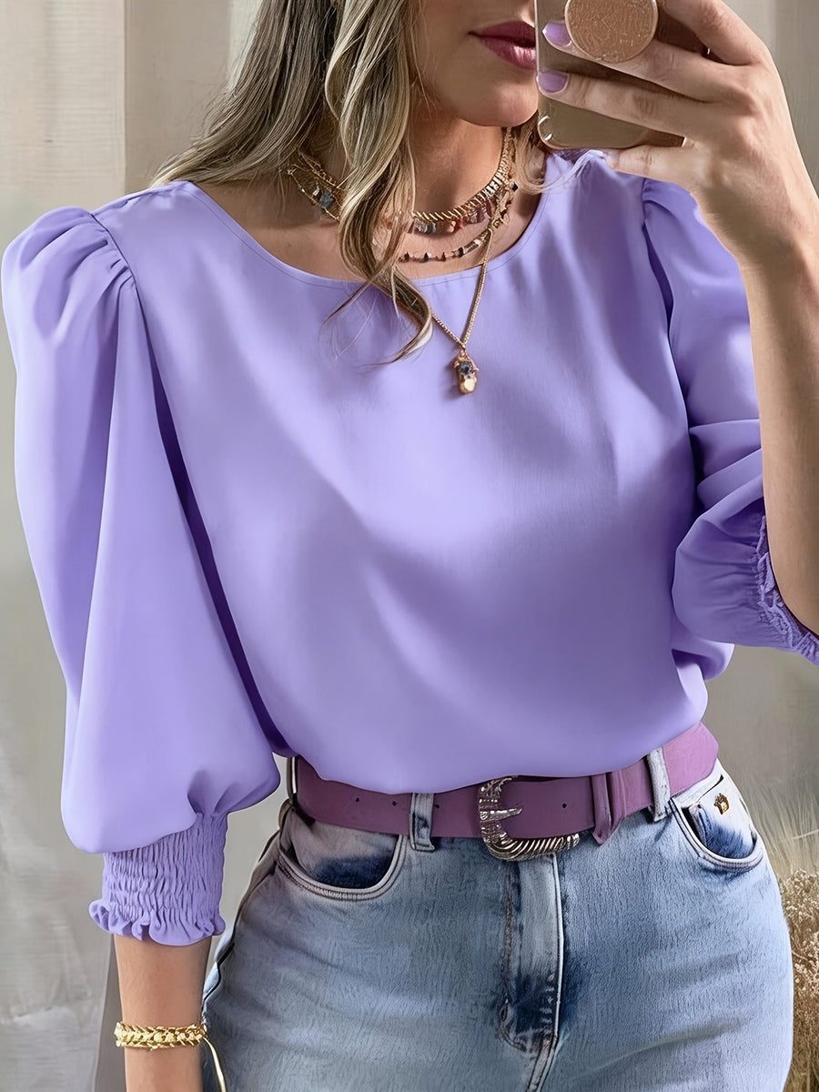 Ellen | Women's Puff Sleeve Blouse – Elegant Long Sleeve Dressy Top view 10