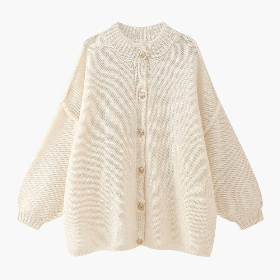 Celeste | Oversized Knit Cardigan with Button-Up Front and Ribbed Cuffs view 5