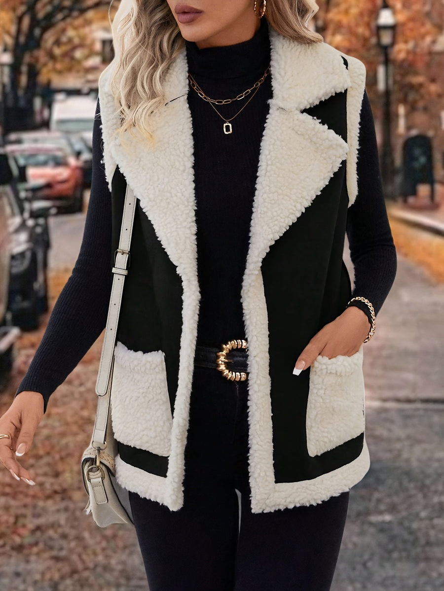 Sylvie | Women's Warm Vest – Lapel Collar Cozy Winter Vest view 10