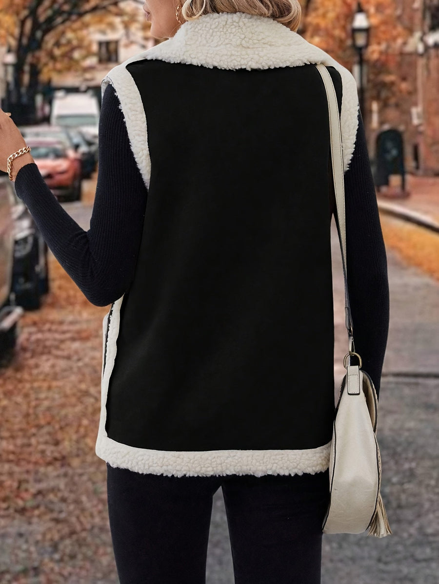 Sylvie | Women's Warm Vest – Lapel Collar Cozy Winter Vest view 9