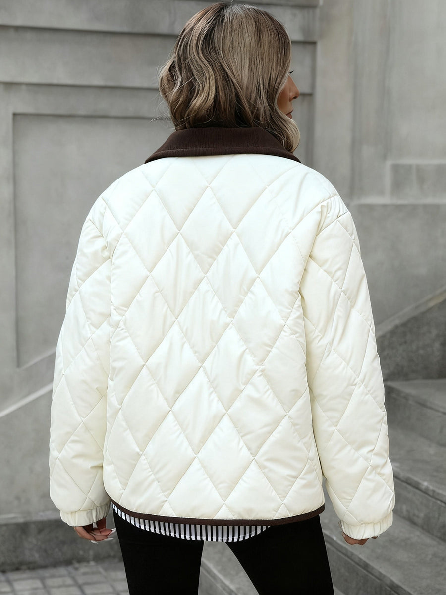 Imogen | Women's Quilted Jacket – Diamond Quilted Padded Winter Coat view 8