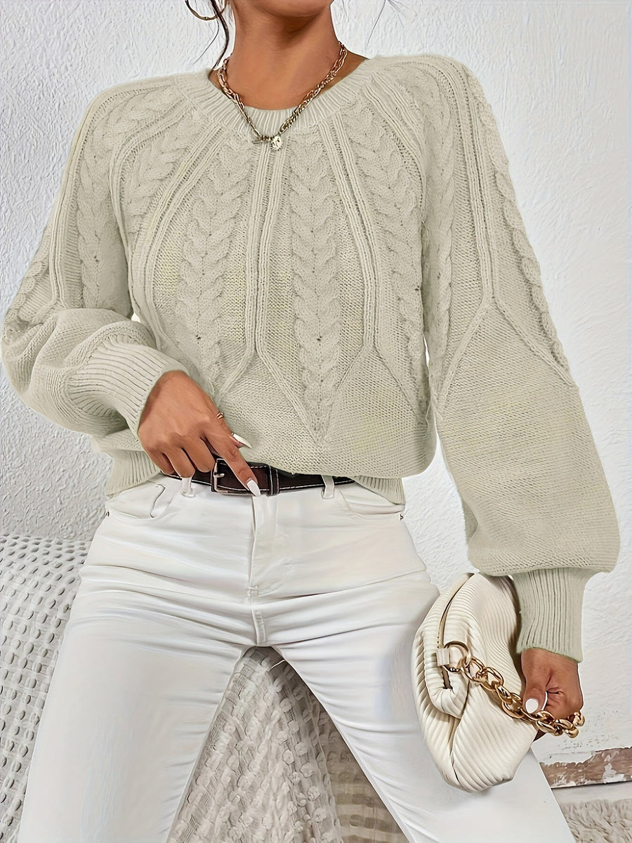 Eleanor | Women's Oversized Cable Knit Sweater – Relaxed Chunky Winter Pullover view 9