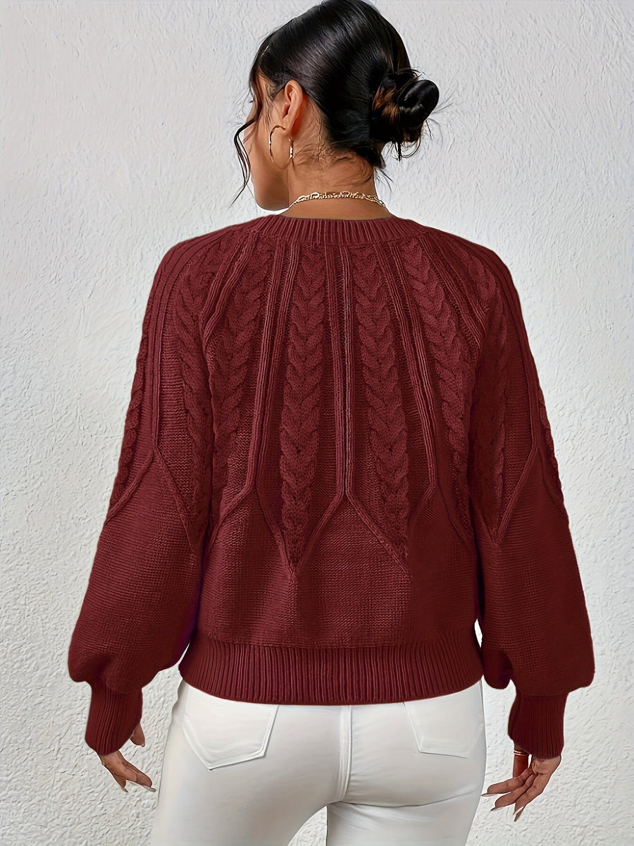 Eleanor | Women's Oversized Cable Knit Sweater – Relaxed Chunky Winter Pullover view 11