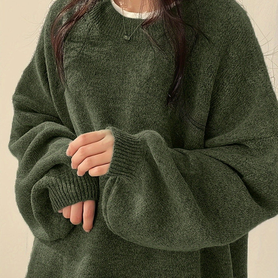 Perpetua | Oversized Crew Neck Sweater with Balloon Sleeves view 12
