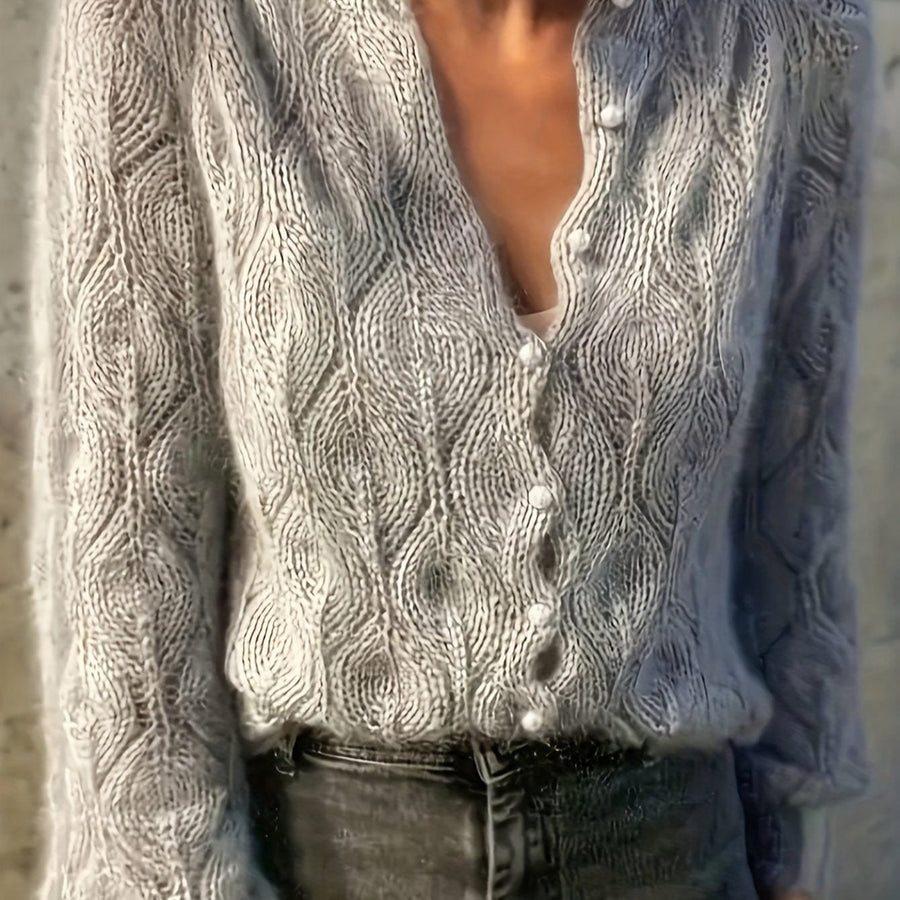 Goldie | Women's Winter Cardigan – Mink-Soft Pearl Button view 15