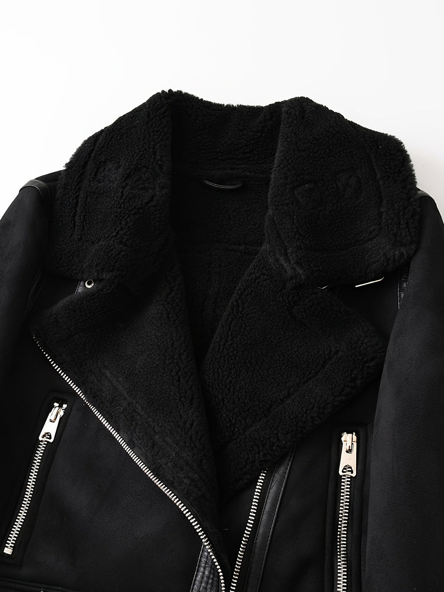 Clara | Women's Aviator Jacket – Belted Cozy Winter Coat view 12