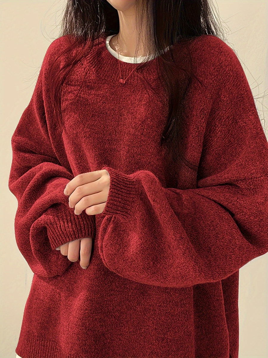 Perpetua | Oversized Crew Neck Sweater with Balloon Sleeves view 1
