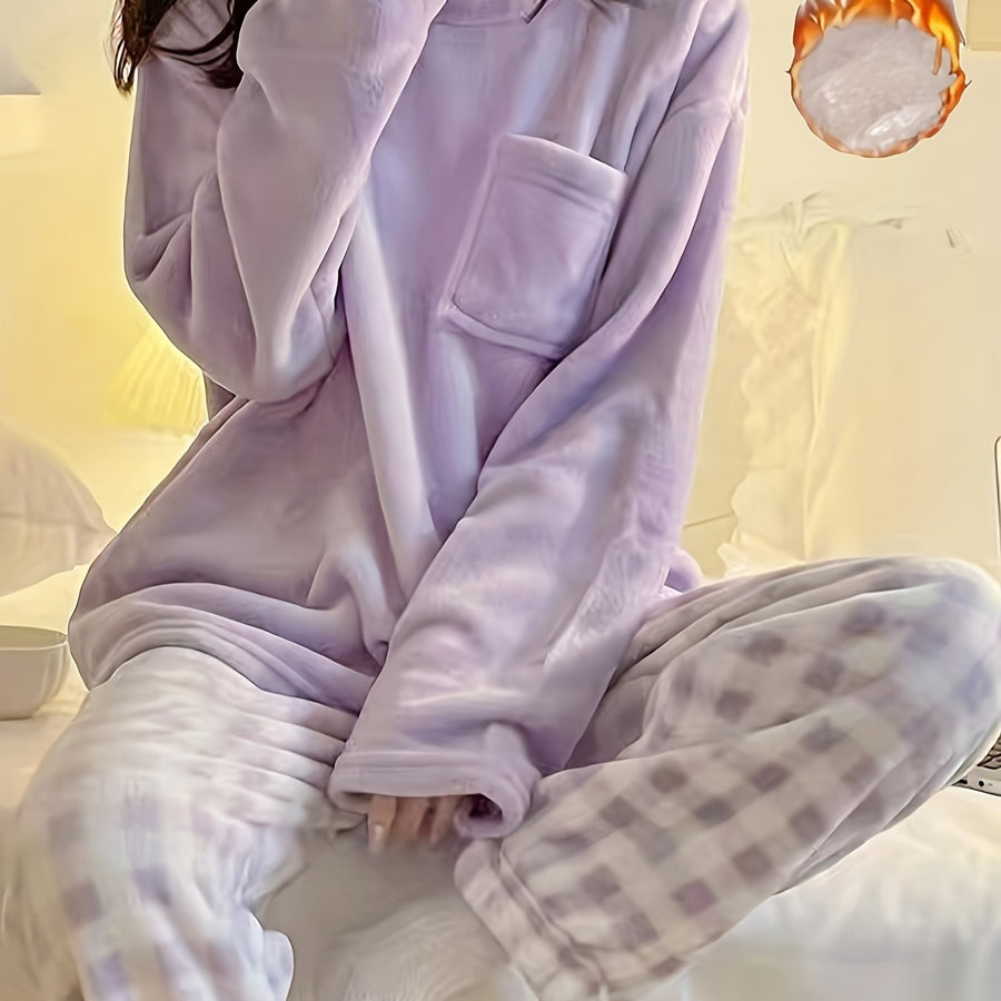 Marcella | Women's Plush Pajama Set – Cozy Two Piece Lounge Set view 6