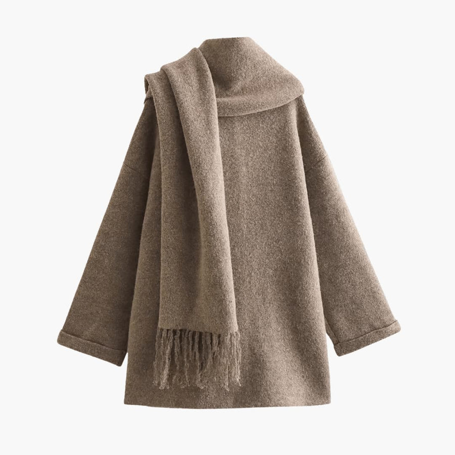 Viola | Button-Up Cardigan with Matching Scarf and Long Sleeves view 4