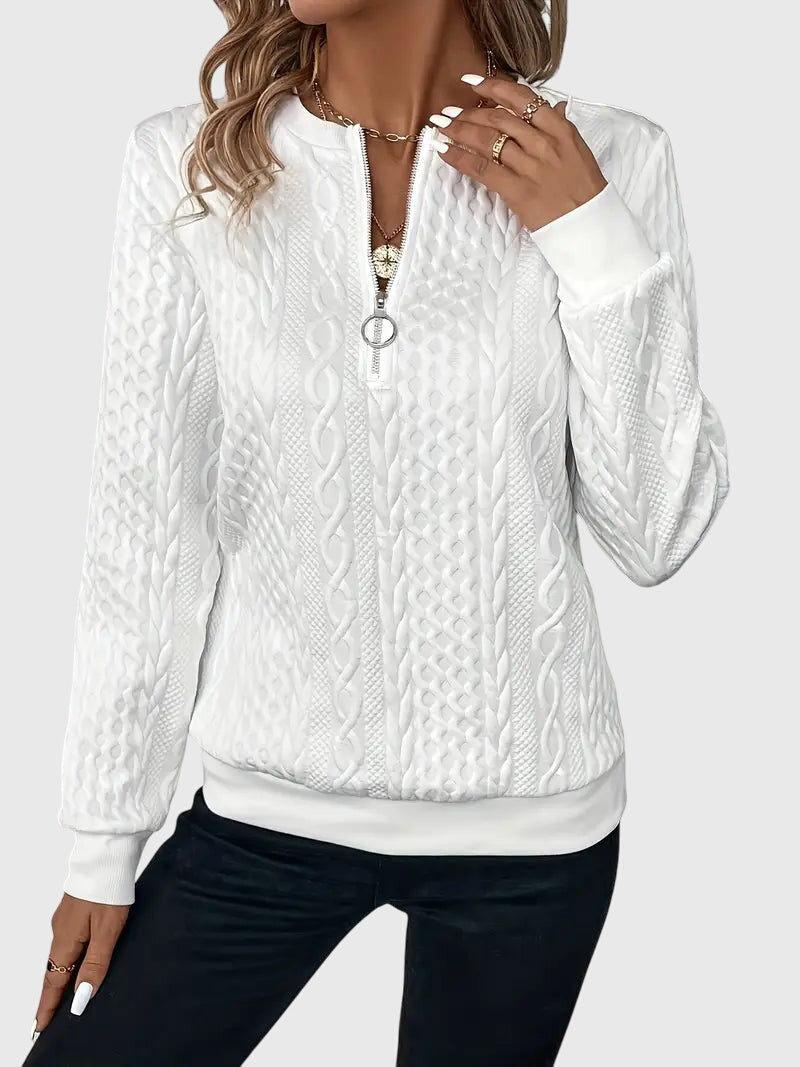 Casimira | Cable Knit Quarter-Zip Sweater view 6