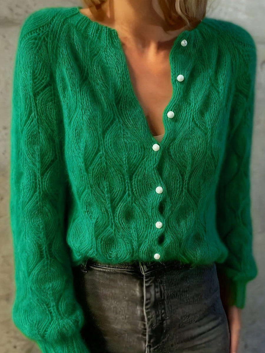 Goldie | Women's Winter Cardigan – Mink-Soft Pearl Button view 3