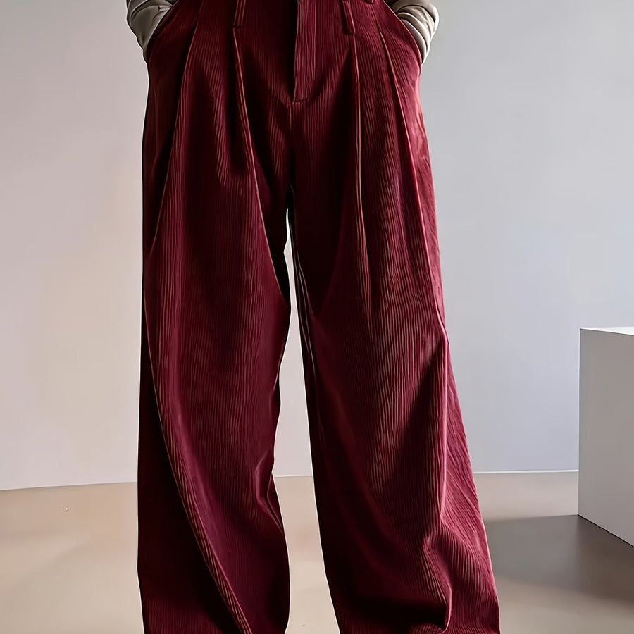 Celine | Women's Pleated Wide Leg Trousers – High Waisted Dress Pants view 12