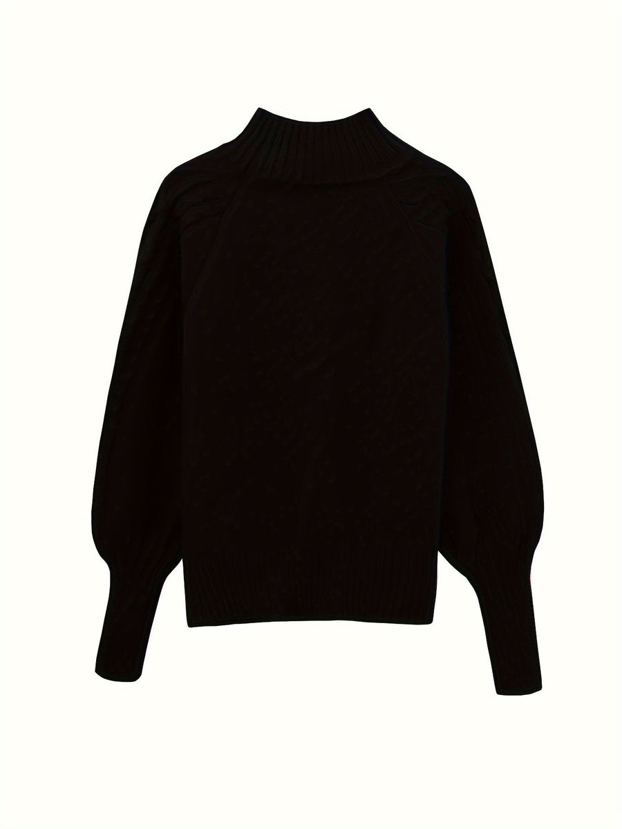 Eloise | Women's Mock Neck Sweater – Textured Knit Half Zip Collar Pullover view 8
