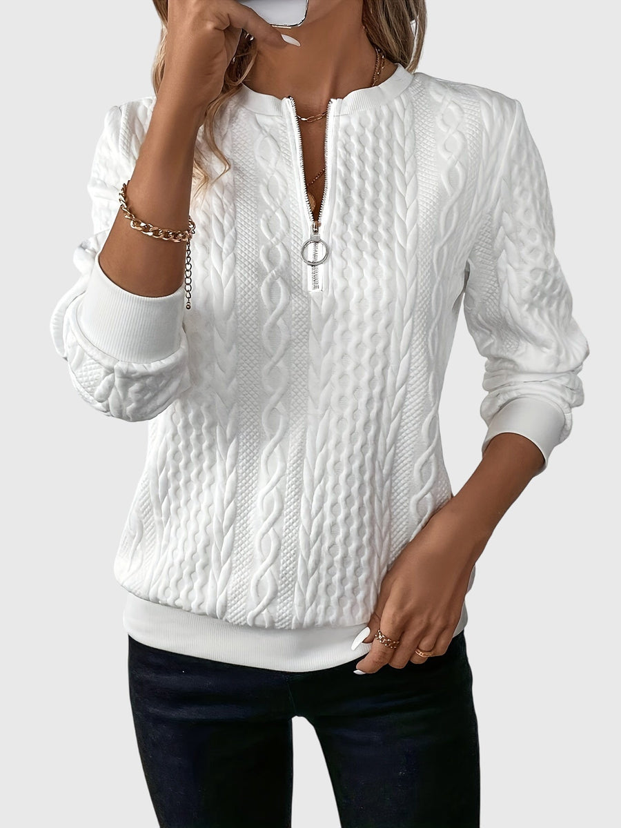Casimira | Cable Knit Quarter-Zip Sweater view 3