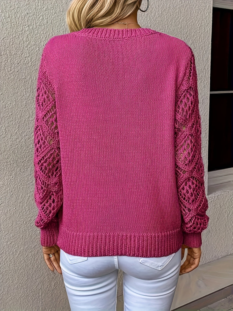 Adelheid | Crochet Sleeve V-Neck Sweater view 9