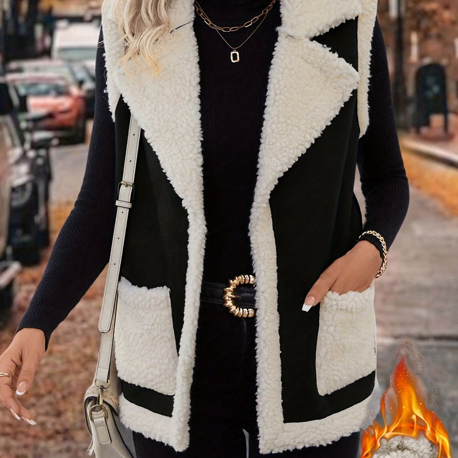 Sylvie | Women's Warm Vest – Lapel Collar Cozy Winter Vest view 7